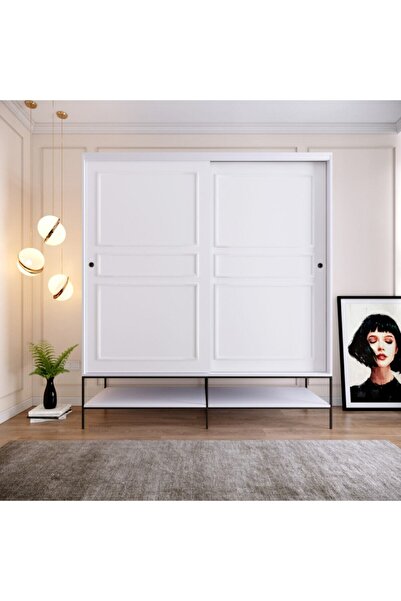 PASİFİC HOME Martin 2 Kapaklı Sürgülü Gardırop Elbise Dolabı,190 Cm, Beyaz