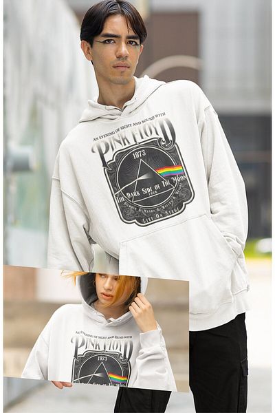 Fuddy Moda Φούτερ και κουκούλα με κουκούλα με κουκούλα με στάμπα Pink Floyd 1973