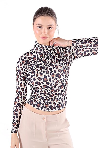 Rays Bluză bej cu imprimeu leopard - 358-1