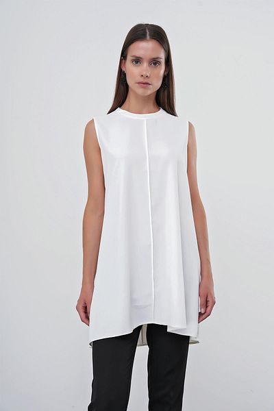 Zühre Ecru Sleeveless Crew Neck Underwear I-0007
