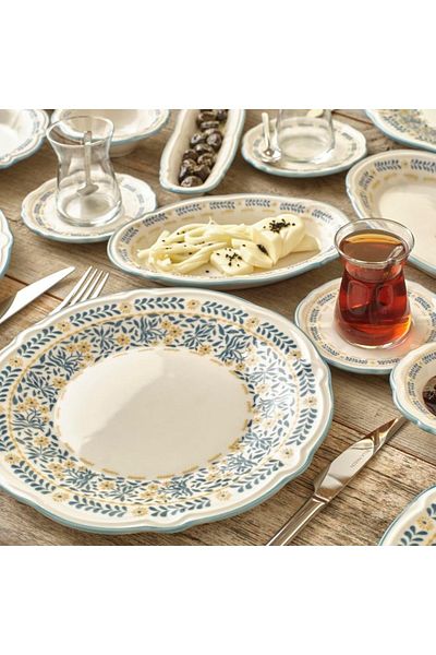 Egsen Bella Maison - Liana Stoneware 26 Pieces Blue Breakfast Set for 6