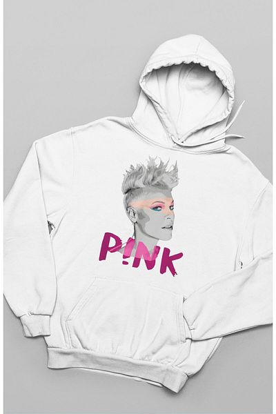 Fuddy Moda Φούτερ Unisex Oversize με κουκούλα - Ροζ κουκούλα με στάμπα μουσικού