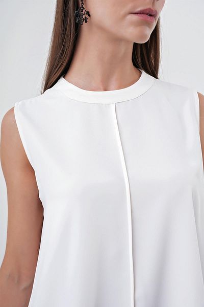 Zühre Ecru Sleeveless Crew Neck Underwear I-0007