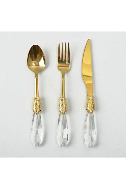 ÇAMLICA HOME 18 Parça Tatlı Çatal Kaşık Bıçak Seti Altın Titanyum