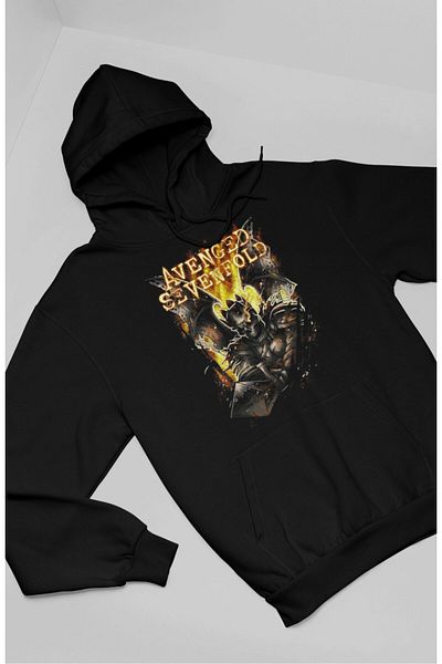 Fuddy Moda Hanocă supradimensionată cu glugă unisex cu imprimeu Avenged Sevenfold
