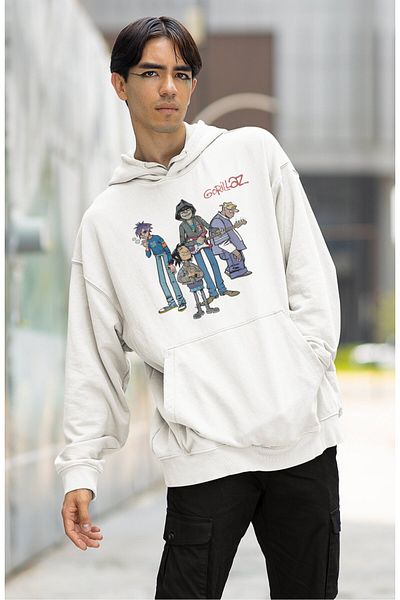 Fuddy Moda Gorillaz Printed Unisex Oversize Hooded Sweatshirt and Hoodie - Rock Music Band Design
