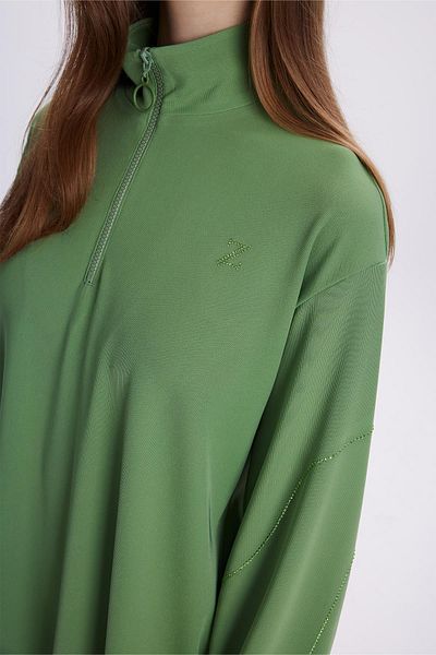Zühre Green Stone Embroidered Zippered Tunic - T-1494