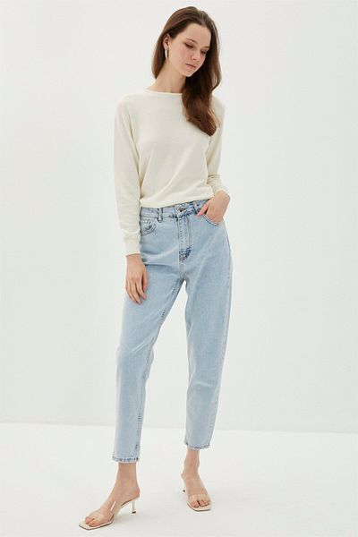 Zühre Pantaloni din denim albastru cu talie înaltă - P-0137