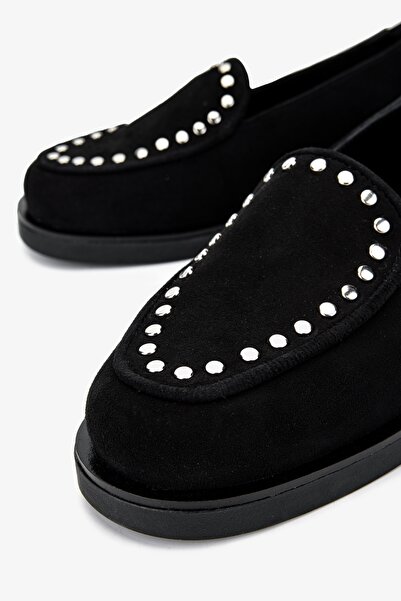 Valmenti Жіночі мокасини з натуральної шкіри чорні замшеві туфлі