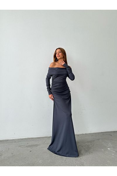 mydukkan.co Smoked Color Madonna Collar Long Dress