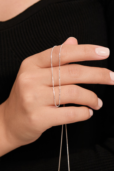 Elika Silver 925 Ayar Gümüş Küp Zincir Kolye