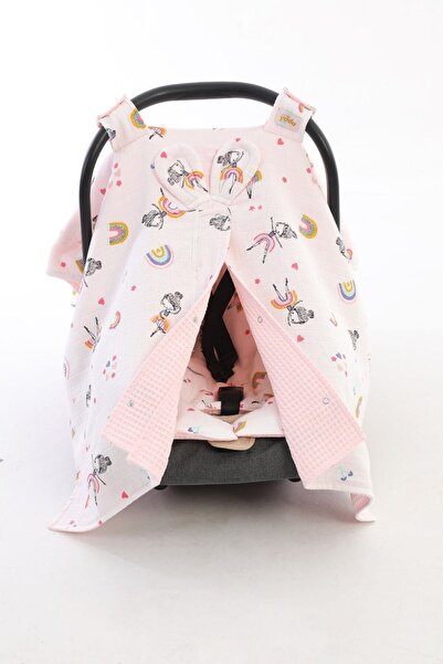 Yada Baby Çift Kat Waffle Müslin Pike Puset Örtüsü Seti Organik Pamuklu Kumaş