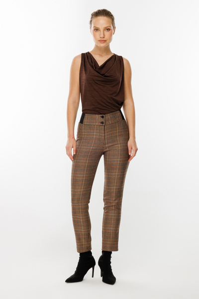 Ekol Παντελόνι με χοντρό ελαστικό στη μέση και καρό σχέδιο