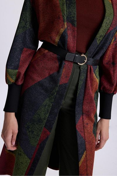 Zühre Cardigan cu gresie cu pere - cu model și detaliu curea, Hr-0007