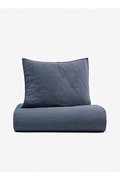 Barine Serenity Linen Quilted Bedspread Set Blue 240X260