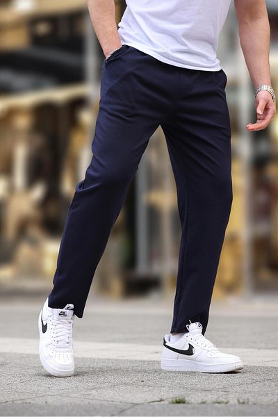Madmext Marineblaue Herrenhose mit geradem Bein E6556