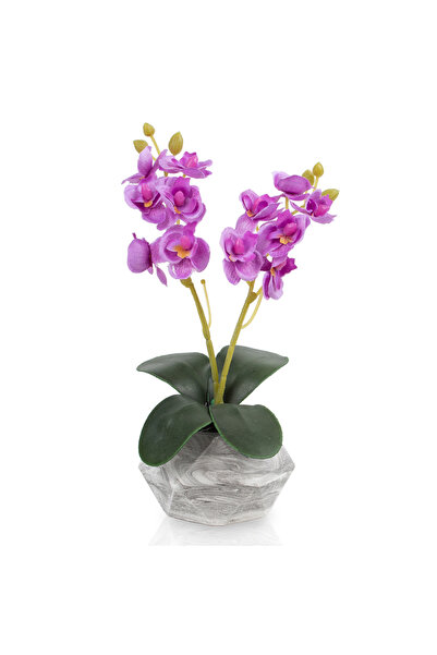 Çiçekmisin Mermer Saksıda Dekoratif Orkide Yapay Çiçek