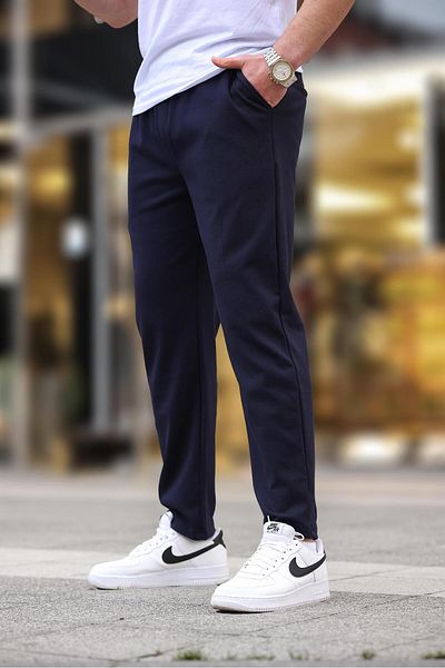 Madmext Marineblaue Herrenhose mit geradem Bein E6556
