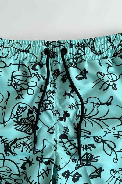 AYYILDIZ 845 Ανδρικό μαγιό με πράσινο σχέδιο