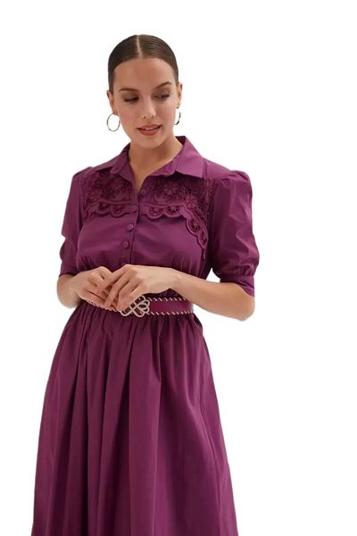 rapellin Rochie din poplin cu broderie și curea 1778-violet