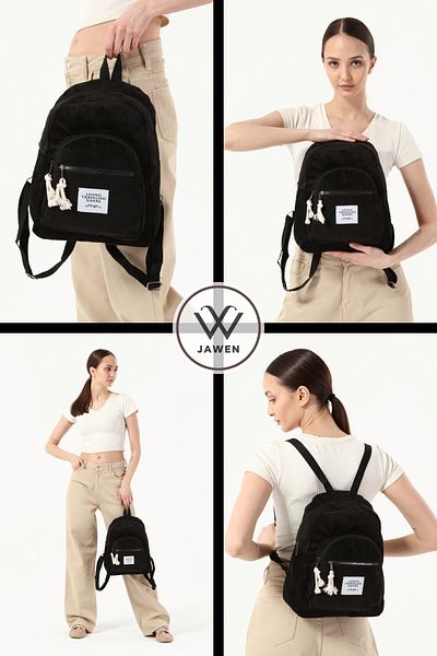 JAWEN Women's Corduroy Multi-Pocket Comfort Model School Sports Travel Casual Daypack for Business