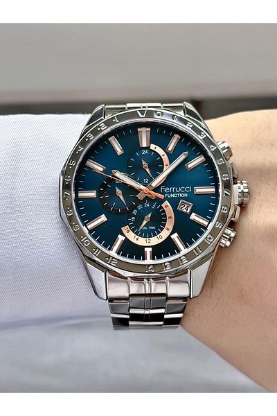 Ferrucci Men's Functions Active Steel Band Wrist Watch