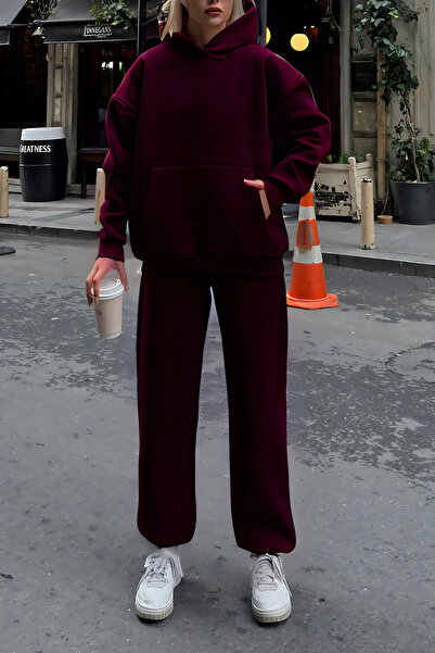 CMZ COLLECTİON Γυναικείο σετ φόρμας jogger με ψηλή μέση και oversized εφαρμογή