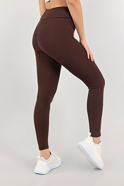 byhaziran butik Women's High Waist Lycra Ribbed Leggings