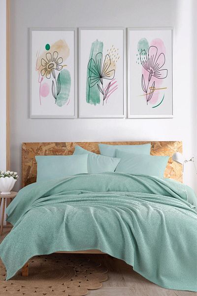 Eponj Home Ecocel Pike Double Blanket - 200x230cm Mint Green Sister