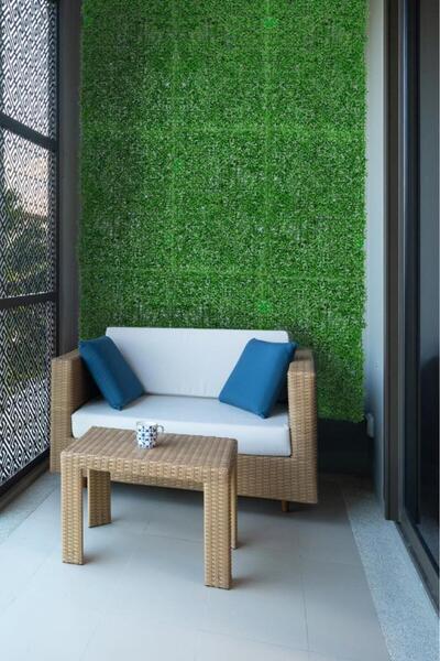 Çiçekmisin 10 Adet Duvar Uygulaması Yapay Şimşir Yeşillik 40*60 Cm