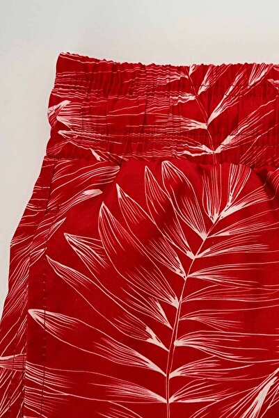 AYYILDIZ 845 Men's Red Patterned Sea Shorts