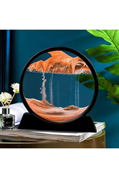 racoonco Dekoratif Yuvarlak Kum Saati Hediyelik 3d Hareketli Kum Saati Derin Çerçeve