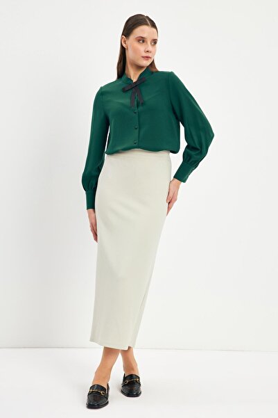 Zühre Yırtmaçlı Düz Kesim Taş Uzun Etek ETK-0164