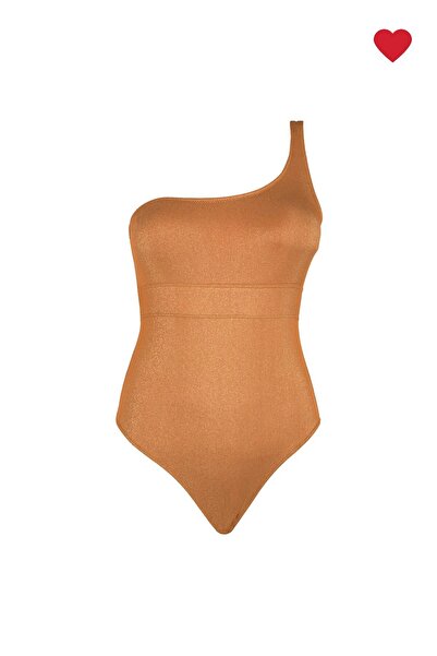 Beauty Omelette Tarçın Asimetrik Yaka Simli Mayo