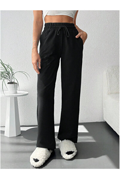 yx yustex sport Φαρδιά μαύρα φούτερ παντελόνια από ελαστικό, άνετο ύφασμα