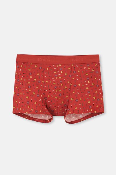Dagi Dusty Rose-Tile-Dark Green 5210 3-teilige gemusterte Baumwoll-Boxershorts