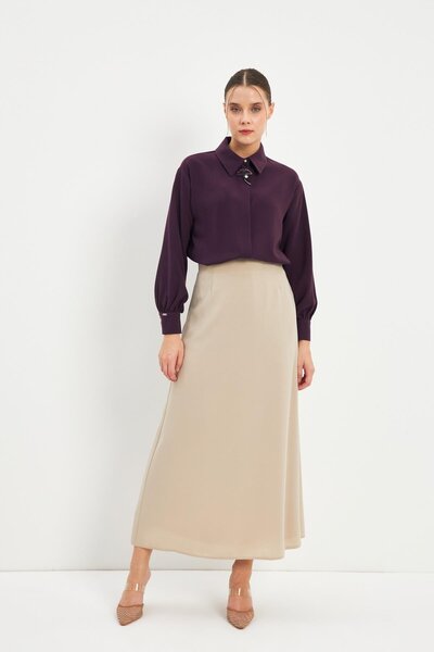 Zühre Μπεζ μακριά φούστα σε ίσια κοπή ETK-0161