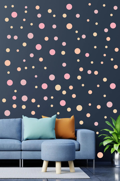 aiki Pembe Tonlarda Yuvarlak 3 ebat ta Duvar Sticker Duvar Süsü Duvar Etiketi...