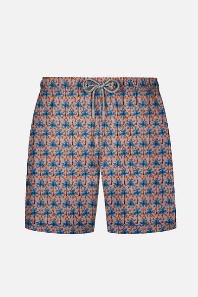 AYYILDIZ 845 Pantaloni scurți de baie albastru cu modele de palmier pentru bărbați