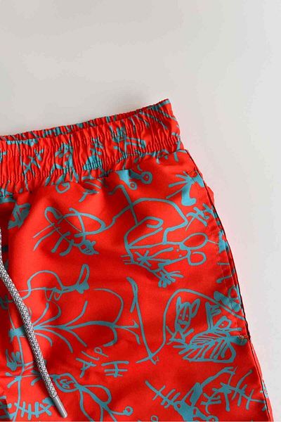 AYYILDIZ Ayyıldız 845 - Men's Orange Blue Patterned Sea Shorts