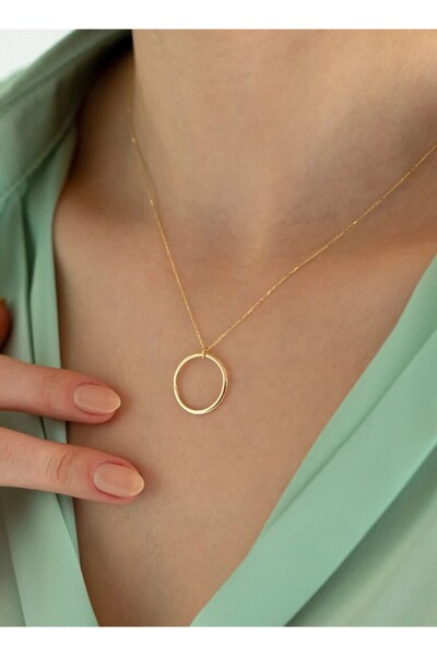 Ricco Jewellery 14 K Gold Kaplama 925 Ayar Gümüş  El İşi Halka Kolye