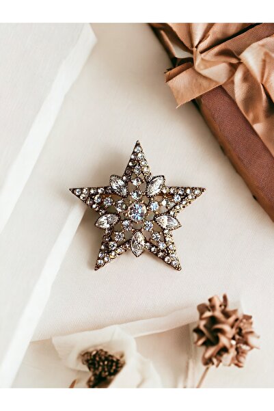 FAYRA ACCESSORIES Kristal Taşlı Küçük Yıldız Broş