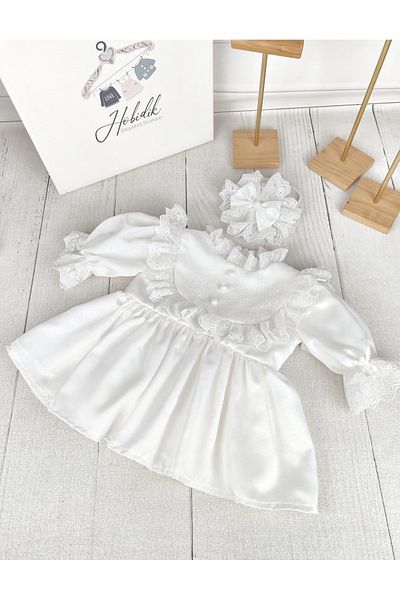 Hobidik White Tulle Guipure Detailed Broken Dress