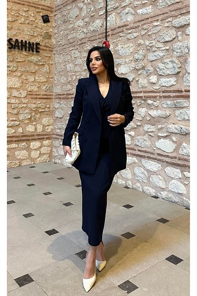 pembekurdelem Set de fuste jachetă de damă bleumarin