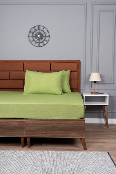 ALTINPAMUK Green Double Fitted Sheet - 2 Pillowcases Gift 160X200