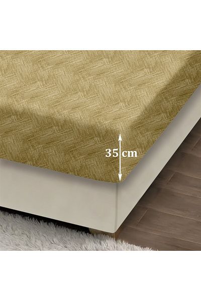 Evim طقم ملاءات مطاطية من القطن الخردل الداكن دائمًا مزدوج 160x200 + 35 سم 50x70 سم 2x كيس وسادة