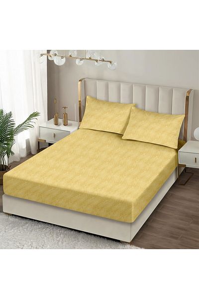 Evim طقم ملاءة جاهزة من القطن باللون الأصفر دائمًا مقاس مزدوج 160 × 200 + 35 سم 50 × 70 سم 2 × كيس وسادة