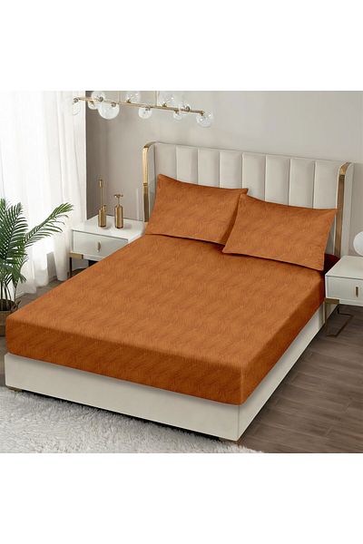 Evim طقم ملاءة جاهزة من القطن باللون البرتقالي دائمًا مقاس مزدوج 160 × 200 + 35 سم 50 × 70 سم 2 × كيس وسادة