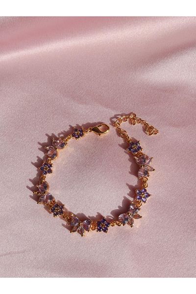 Reorah Collection Floral Bow Bracelet-Zircon Stone Bow/Ribbon Flower Bracelet