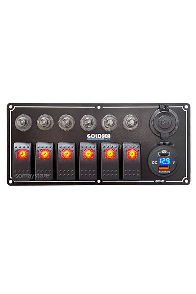 SomayStore Switch Panel Otomatik Sigortalı Şarj Voltmetreli Usb Type-c Soketl...